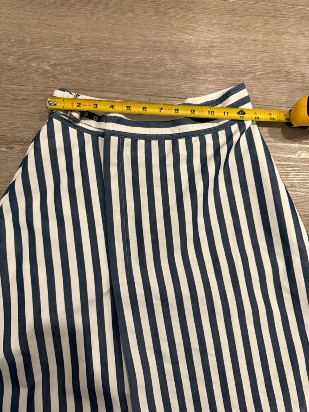 Anthropologie Maeve Sea Striped Asymmetrical Midi Skirt Coastal Preppy Size 4